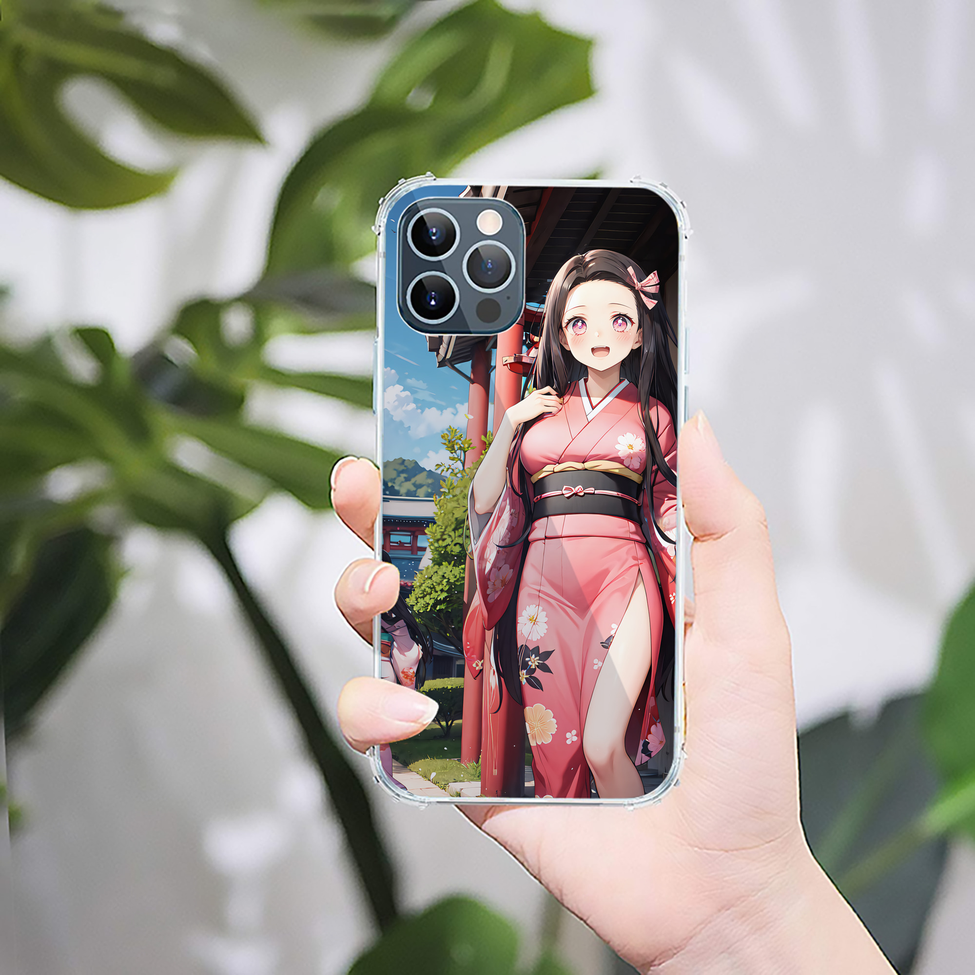 （画像用） 鬼滅の刃（きめつのやいば）竈門 禰󠄀豆子／かまど ねずこ Kamado Nezuko 【iPhone 12シリーズ対応】透明スマホケース（クリアソフトケース）